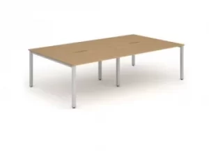 Image of B2B Silver Frame Bench Desk 1200 Oak (4 Pod)