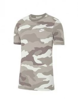 image of Nike Sportswear All Over Print Camo Short Sleeve T-Shirt - White