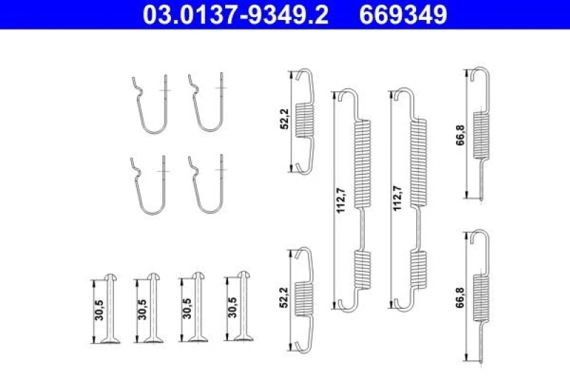 Image of Brake shoe fitting kit ATE 03.0137-9349.2