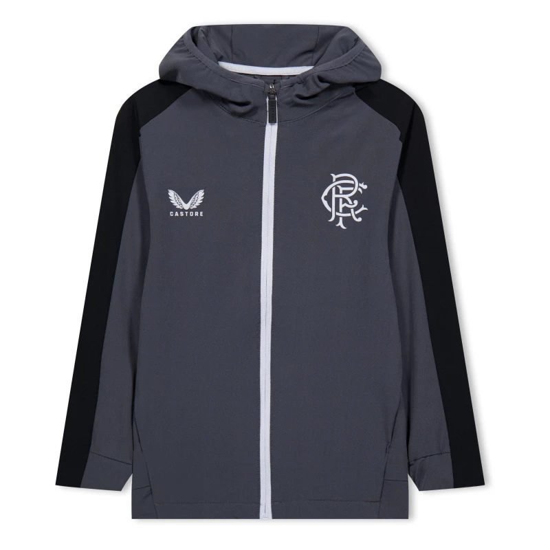Image of Castore Rangers Travel Hooded Jacket Juniors - Grey Grey 7 - 8 Years