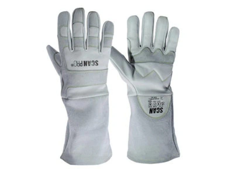 Image of Scan Pro Premium Leather Welding Gloves Grey XL Pack of 1 SCAGLOPWELXL