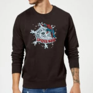 Image of Marvel Comics The Amazing Spider-Man Snowflake Web Black Christmas Sweatshirt - L - Black