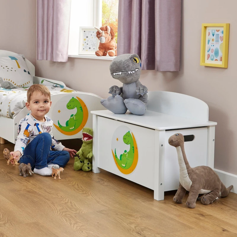 Image of Liberty House Toys Dinosaur Wooden Toy Box in White White Unisex