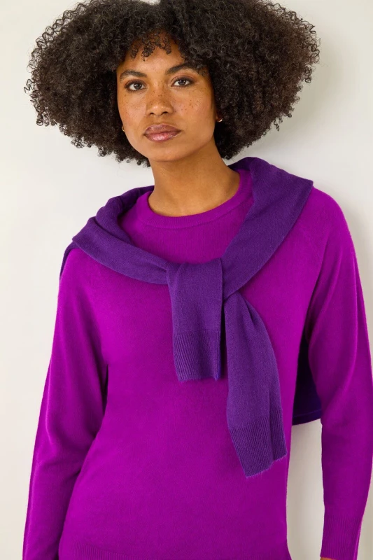 Image of Roman Womens Plain Soft Crew Neck Jumper in Magenta Size: 12 Magenta Female 12
