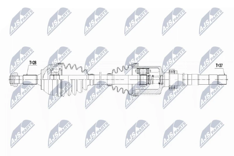 Image of NTY NPW-CT-061 Drive shaft Front Axle Right, with bearing(s) Drive Shaft (13)