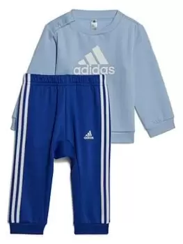 Image of Boys, adidas Infants Badge Of Sport Crew & Jog Pant Set - Blue Size 6-9 Months