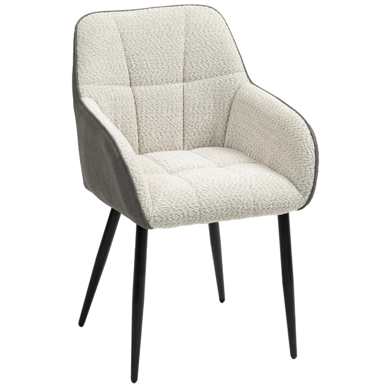 Image of HOMCOM Accent Chair w/ Foot Pads and Chenille Fabric Arm Chair, Cream White, Cream 83B-046V70CW