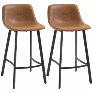 image of HOMCOM Industrial Kitchen Bar Stools Set Of 2 Brown