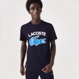 Mens Lacoste Regular Fit XL Crocodile Print T-Shirt Size 4 - M Navy Blue