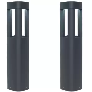 Image of 2 PACK Outdoor Post Bollard Light Grey Triangle Modern Driveway Path Lamp LED