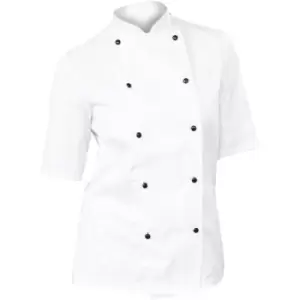 Image of Dennys Womens/Ladies Lightweight Short Sleeve Chefs Jacket / Chefswear (XL) (White) - White