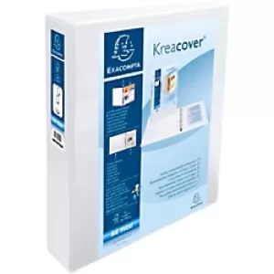 Image of Exacompta Presentation Ring Binder with 2 Pockets 51924E Polypropylene A4+ 2 ring 50 mm White Pack of 10