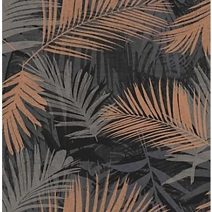 Image of Boutique Jungle Glam Black/Gold Decorative Wallpaper - 10m