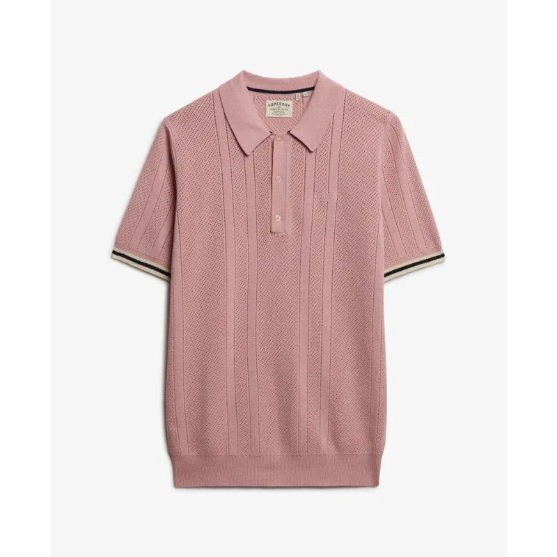 Image of Superdry Textured knit polo Superdry Rose Male XL M1110458A-HSU