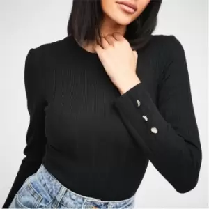 Missguided Crew Neck Rib Knit Bodysuit - Black