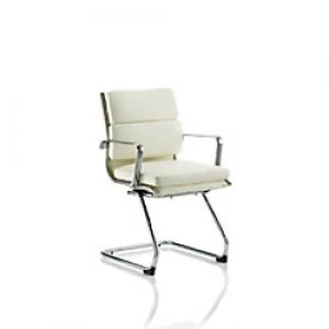 Image of Visitor Chair Savoy Cantilever Chair Ivory Bonded Leather With Arms
