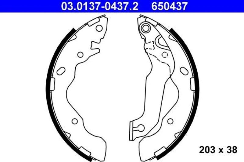 Image of ATE 03.0137-0437.2 Brake Shoes with lever Brake Shoe Set (70)