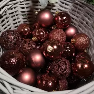 image of 37pcs 6cm Assorted Shatterproof Baubles Christmas Decoration in Rosewood Brown