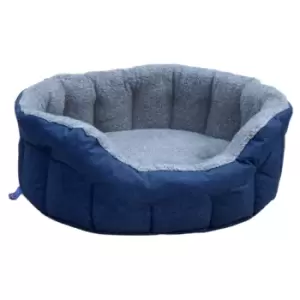 Image of P&l Superior Pet Beds Ltd Large Drop Fronted Bolster Style Pet Bed - Navy Blue & Silver