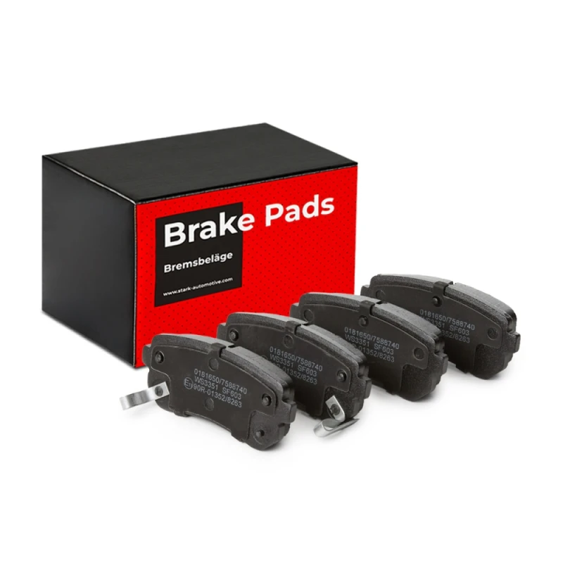 Image of STARK SKBP-0010040 Brake pad set Rear Axle, with acoustic wear warning, with anti-squeak plate Brake Pad Set,disc brake (402)