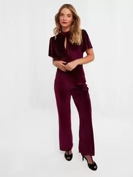 image of Joe Browns Velour High Neck Jumpsuit -red, Red, Size 12, Women