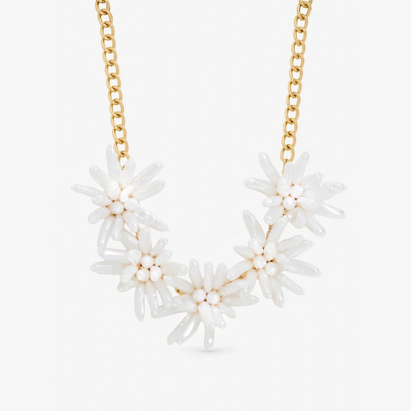 Image of Mood Statement Pearl Floral Neckalce Gold female One Size