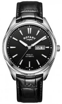 Image of Rotary Mens Henley Serrated Bezel Black Dial Black Watch