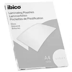 image of Ibico Basics A4 Gloss Laminating Pouches Light - Pack of 100 31374J