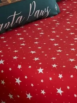 image of Catherine Lansfield Bedroom Christmas Stars Fitted Sheet Toddler Bed - Multi