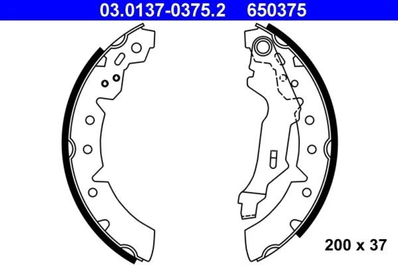 Image of ATE 03.0137-0375.2 Brake Shoes with lever Brake Shoe Set (70)