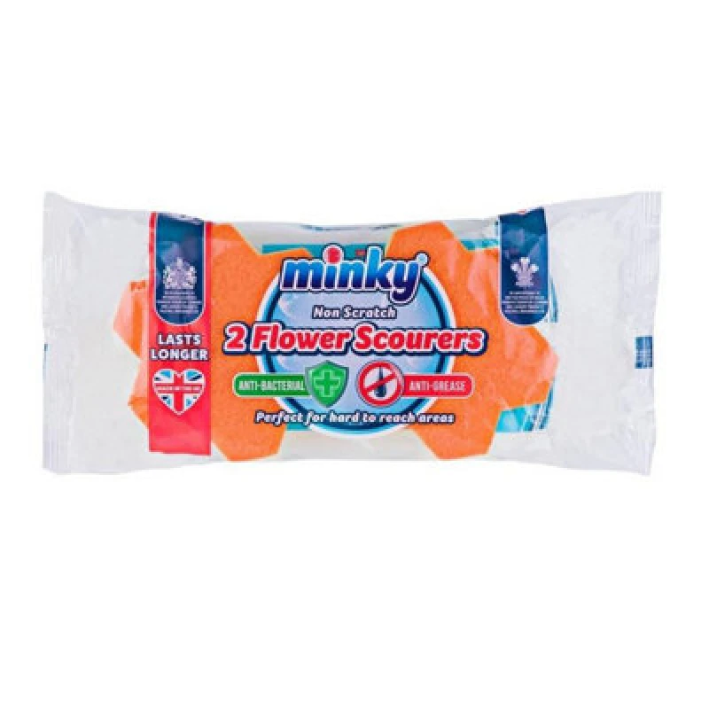 Image of Minky Antibacterial Scouring Pads Pack of 2 Orange unisex