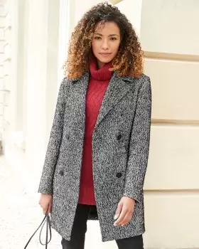 Image of Cotton Traders Womens Double-Breasted Coat in Black