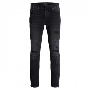 image of Jack and Jones Glenn Slim Jeans - Black Den Rip