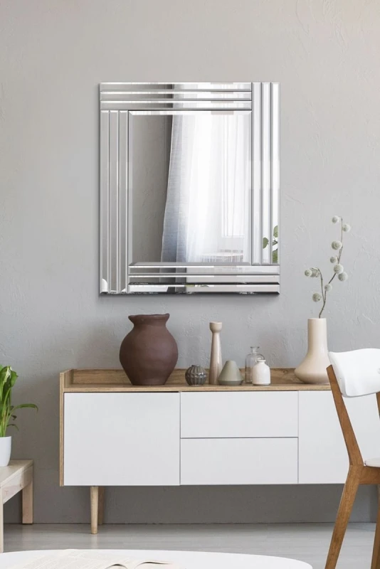 Image of Mirroroutlet Oakley All Glass Triple Edge Bevelled Mirror 68 X 58 Cm