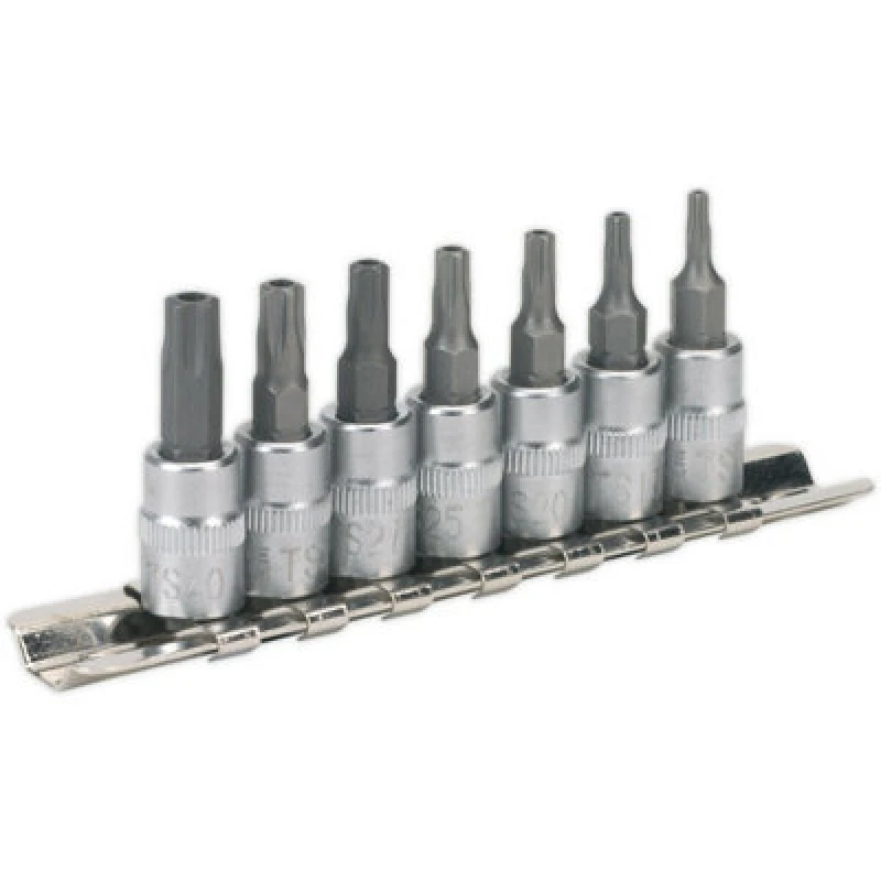 Image of Loops 7pc TRX Star SECURITY Socket Bit Set - 1/4" Square Drive - TS10 to TS40 S2 Steel Metallics