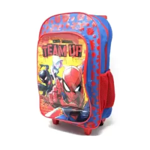 image of Spiderman Childrens/Kids Team Up Trolley Bag (One Size) (Navy/Red)