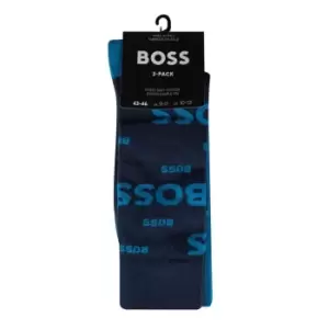 image of Boss 2 Pack Logo Socks - Blue