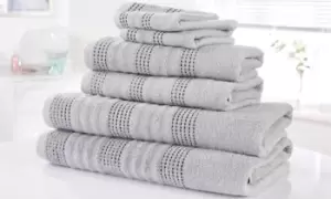 image of 6 Piece Spa Combed Cotton Towel Bale: Silver