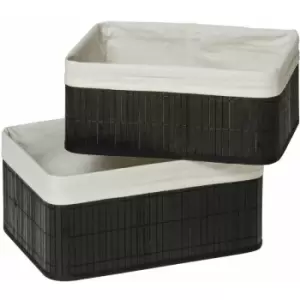 image of Premier Housewares - Kankyo Black Bamboo Storage Boxes - Set of 2