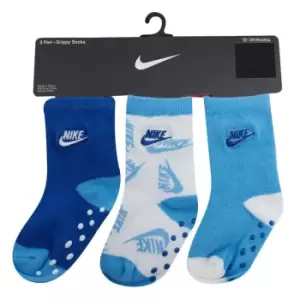 Image of Nike Patterned Crew 3 Pack Socks Unisex Babies - Blue