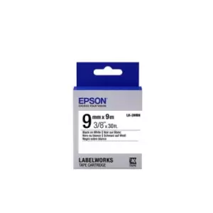 image of Epson LK-3WBN Black on White Labelling Tape 9mm x 9m