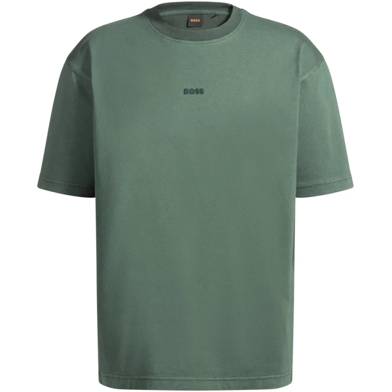 Image of Boss Mens TeBlock Oversized Fit Oversized T-Shirt Open Green 343 male S
