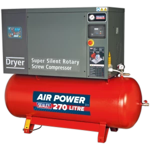 image of Sealey SSC12710D Low Noise Screw Air Compressor with Dryer 270 Litre 415v