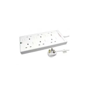 Image of Spire Mains Power Multi Socket Extension Lead 6-Way 3M Cable Surge Protected Individually Switched UK Plug