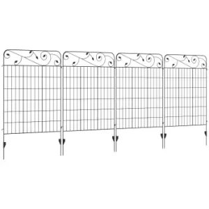 Image of Outsunny Decorative Garden Fencing, 4PCs 43" x 11.5ft Outdoor Picket Fence Panels, Rustproof Metal Wire Landscape Flower Bed Border Edging, Black