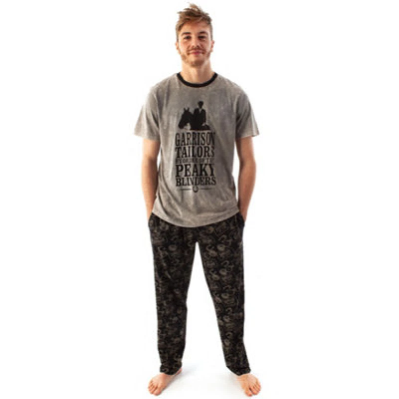 Image of Peaky Blinders Peaky Blinders Men T-Shirt and Lounge Pants in Grey Size: Small Grey S Male 5056210169070