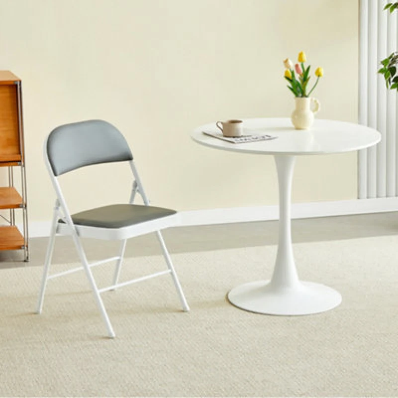 Image of MCC Direct Single Folding Dining Chair Metal Frame Padded Seat Grey