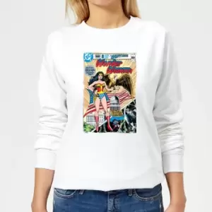 Image of Justice League Wonder Woman Cover Womens Sweatshirt - White - M
