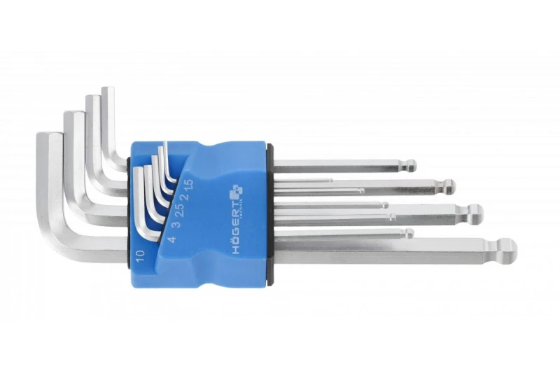 Image of Hogert Technik HT1W825 Angled Screwdriver Set Spanner Size: 10.0, Tool Steel, Number of tools: 9 Tool Steel Angled Screwdriver Set (6627)