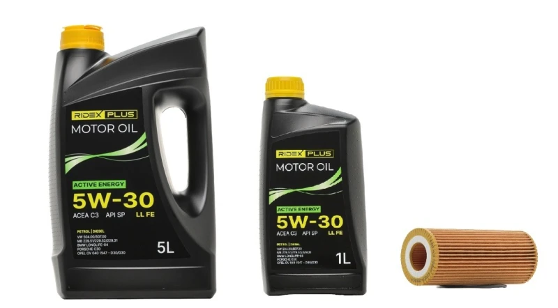 Image of RIDEX PLUS 100908O0117P Oil change kit (oil filter + engine oil) Oil change kit (oil filter + engine oil) (100908)